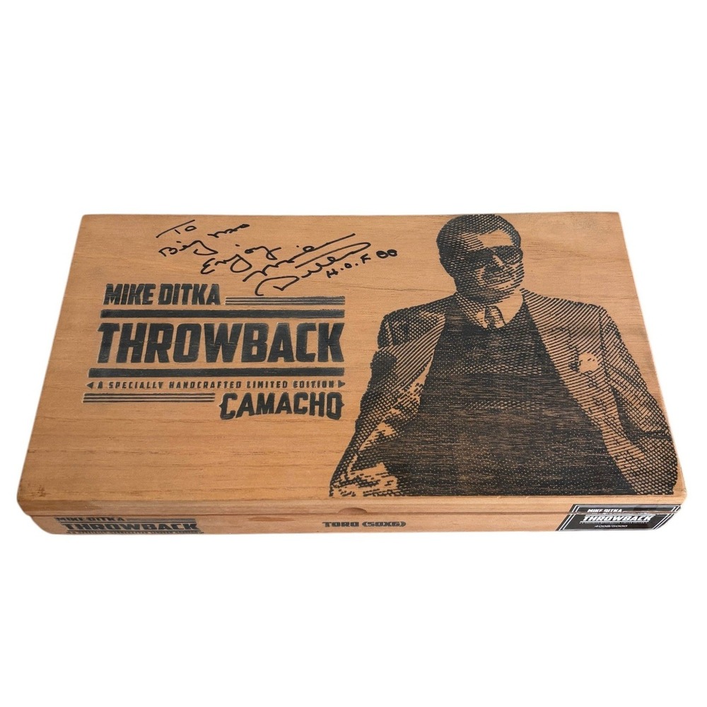 Mike Ditka Throwback Camacho Limited Edition Wooden Empty Cigar Box‎ Signed